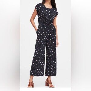 Banana Republic Navy and Ivory Polka Dot  Jumpsuit Size Small.